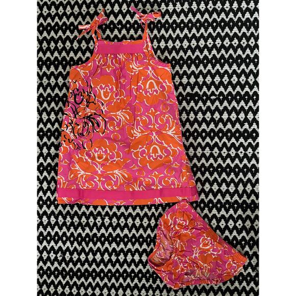 Hanna Andersson Sundress & Diaper Cover Pink Orange sz 90 / 3 - Picture 1 of 3
